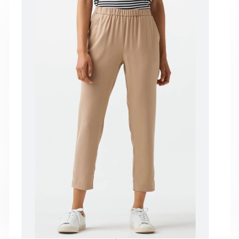 VETTA Tencel Linen Pull On Taper Pants Capsule Wardrobe Staple Size XS